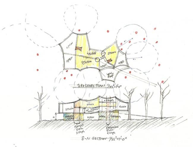 Diagram of The Winter Visual Arts Building by Steven Holl Architects