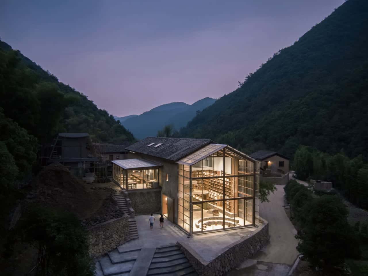 Capsule Hotel in a Rural Library by Atelier TAO+C