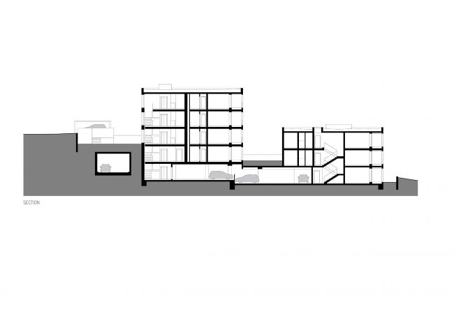 Section - Four Houses in One by Kuba & Pilař architekti