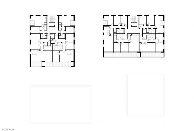 Second Floor Plan - Four Houses in One by Kuba & Pilař architekti