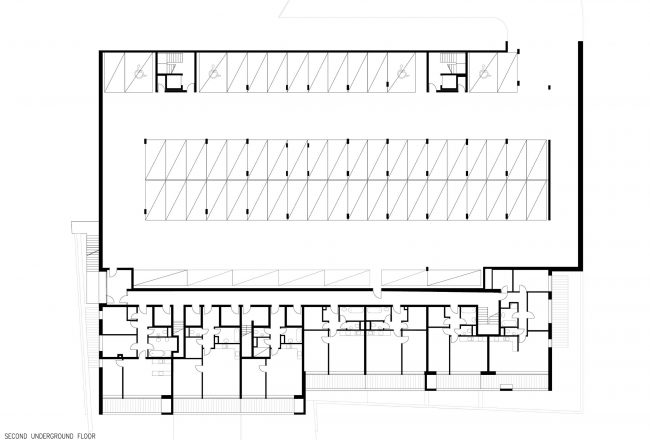 Second Underground Floor Plan - Four Houses in One by Kuba & Pilař architekti