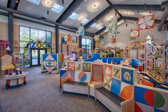 Inside the Palo Alto Junior Museum and Zoo (JMZ)'s main exhibit hall