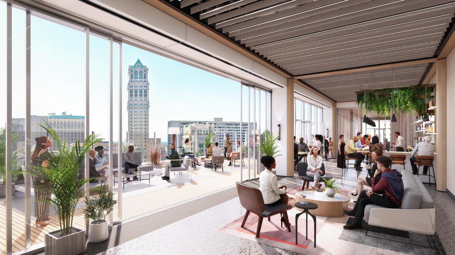 Fresh renderings reveal the Hudson's site office and event space